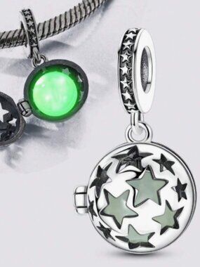 New Rattle Glow in the dark Plated Silver Charm for Pandora type bracelet
